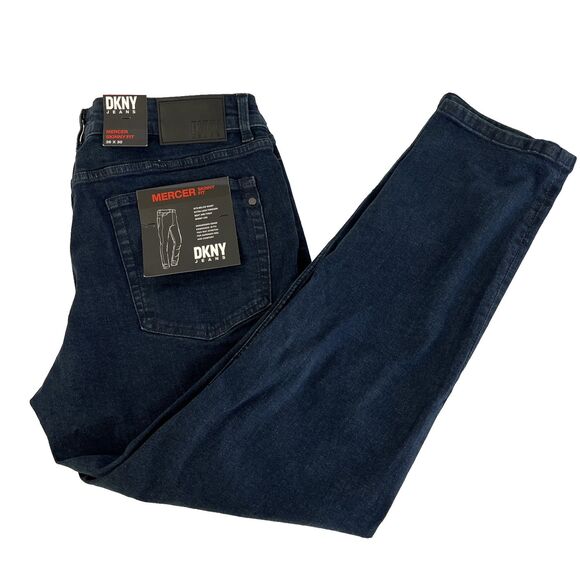 New Mens DKNY Mercer Skinny Fit Denim Jeans Size 36x30 NWT Dark Wash - Picture 1 of 8